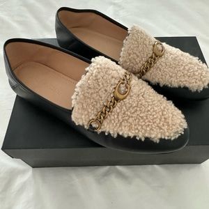 Coach convertible leather and Sherpa loafers